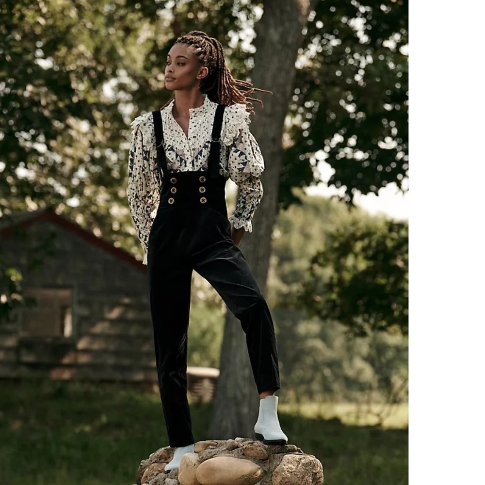 Anthropologie Buttoned Pinafore Jumpsuit   new - Picture 2 of 3